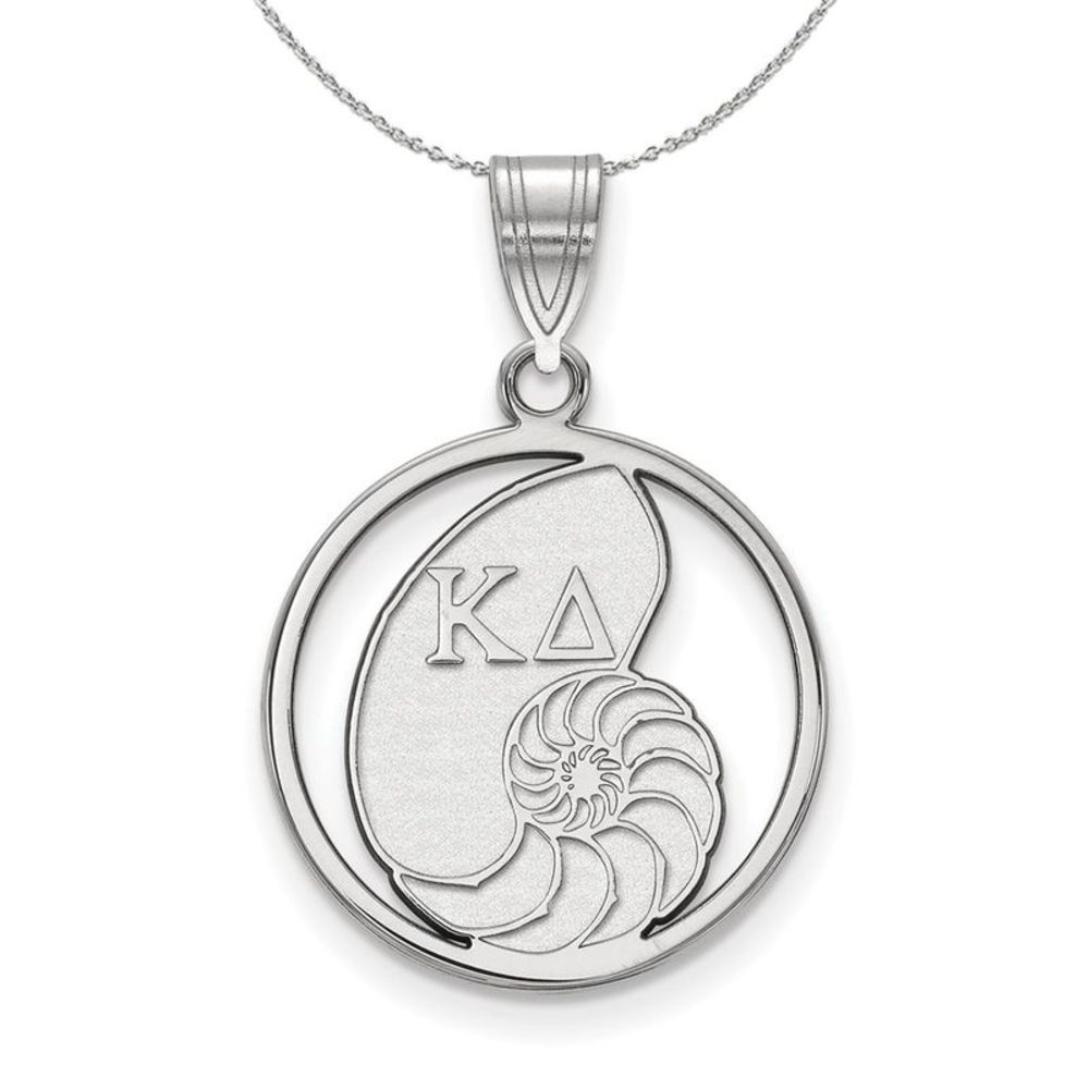 Sterling Silver Kappa Delta Medium Circle Pendant Necklace - 20 Inch